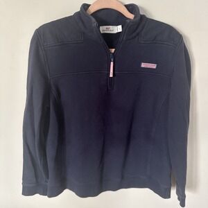 Vineyard Vines Womens Shep Shirt Blue 1/4 Zip Long Sleeve Pullover Sz Large Navy